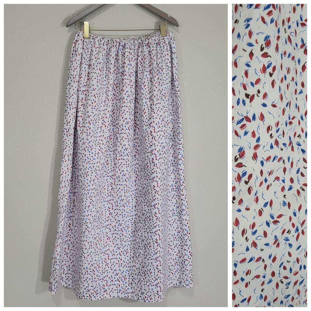 Handmade Floral Maxi Skirt Women M Long Summer Cottage Picnic 4th of July Casual